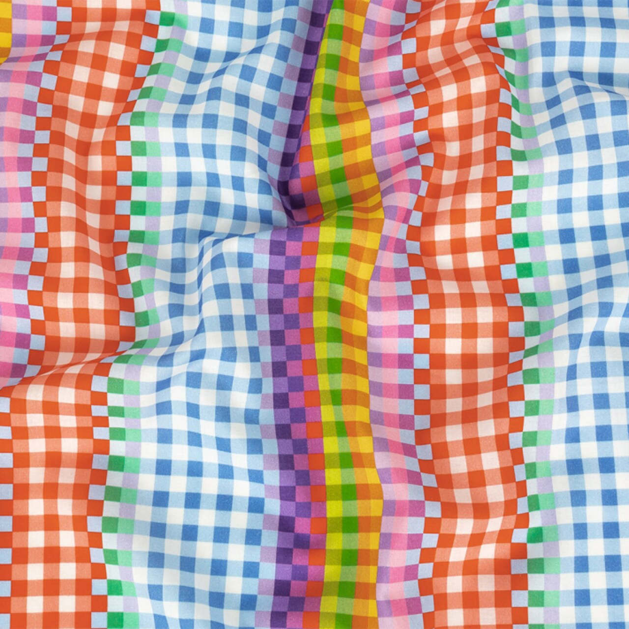 1 Yard Cotton Voile Fabric Rainbow Checkers Picnic Patisserie Print